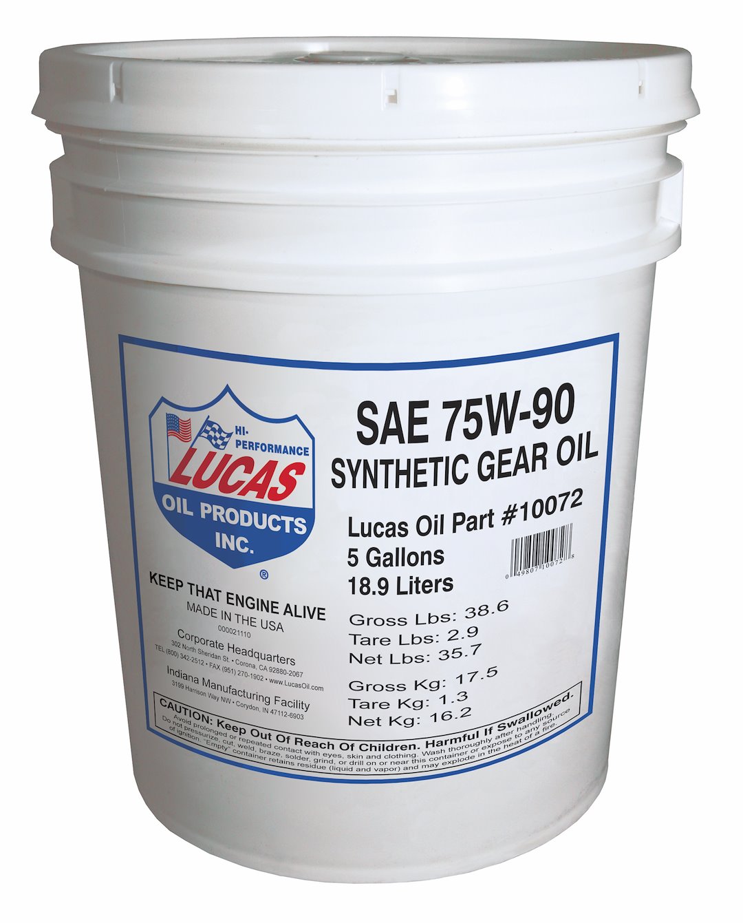Lucas Oil 10072 Synthetic SAE 75W-90 Gear Oil