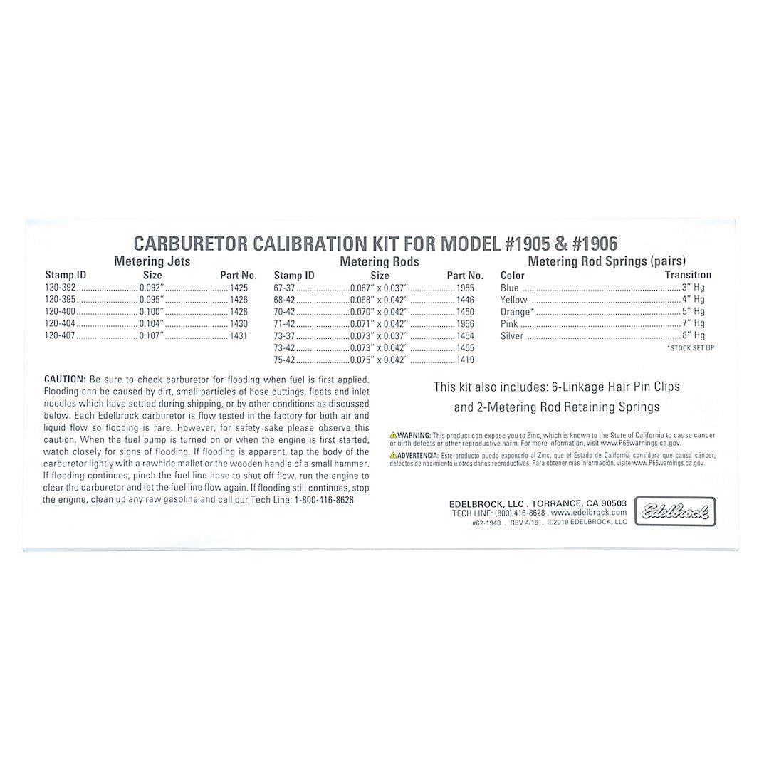 Edelbrock 1948 AVS2 Carburetor Calibration Kit