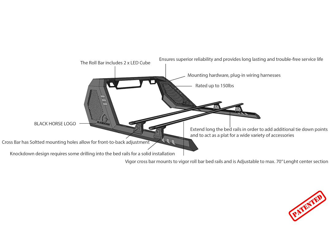 Black Horse Offroad VRCB6405B  Truck Bed Bar - image 5