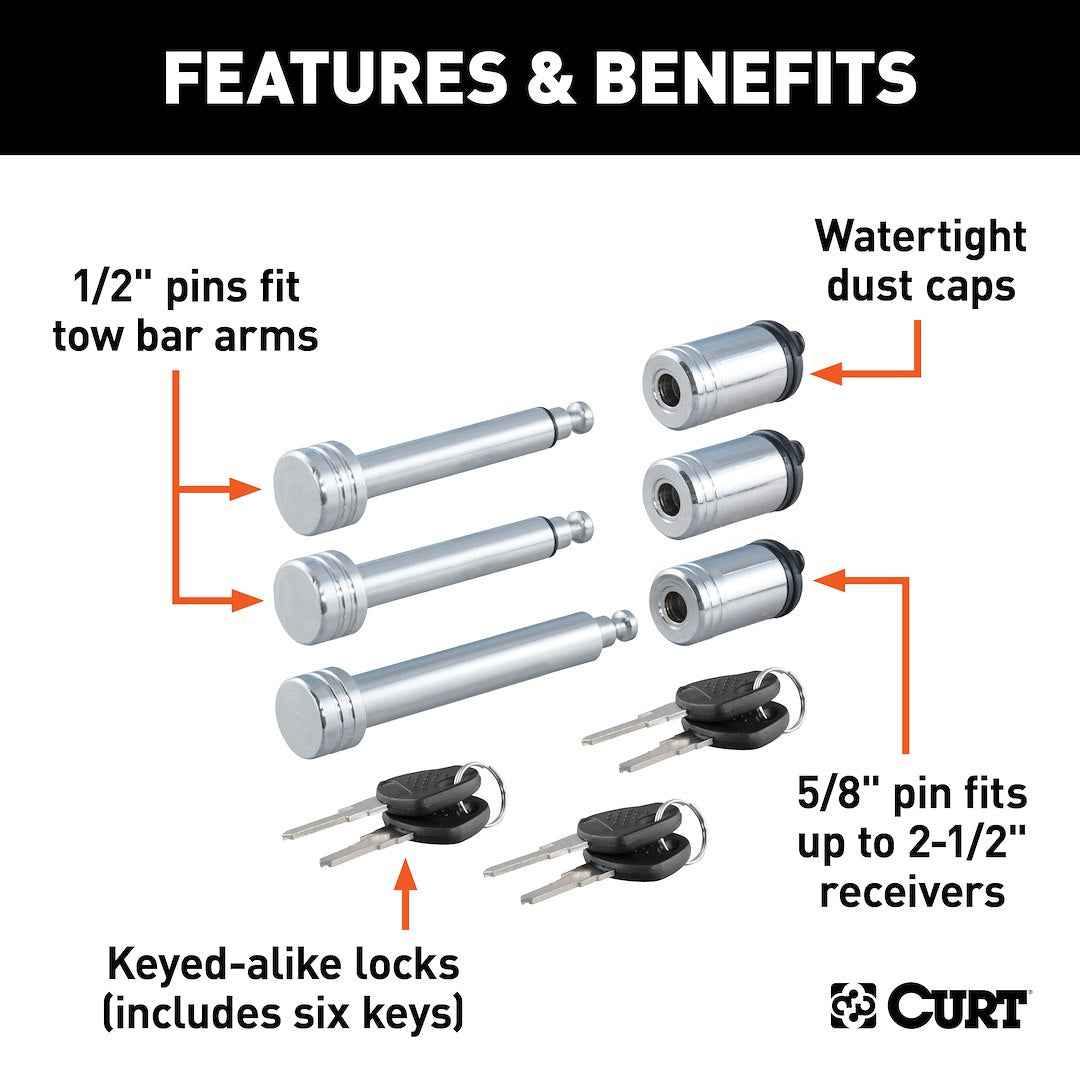 CURT 70005 Rambler 2-1/2-Inch Receiver Lock Set