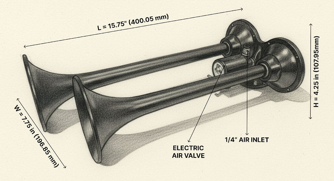 Horn Blasters Hk-2chime-M3 3-Liter Two-Chime Air Horn Kit