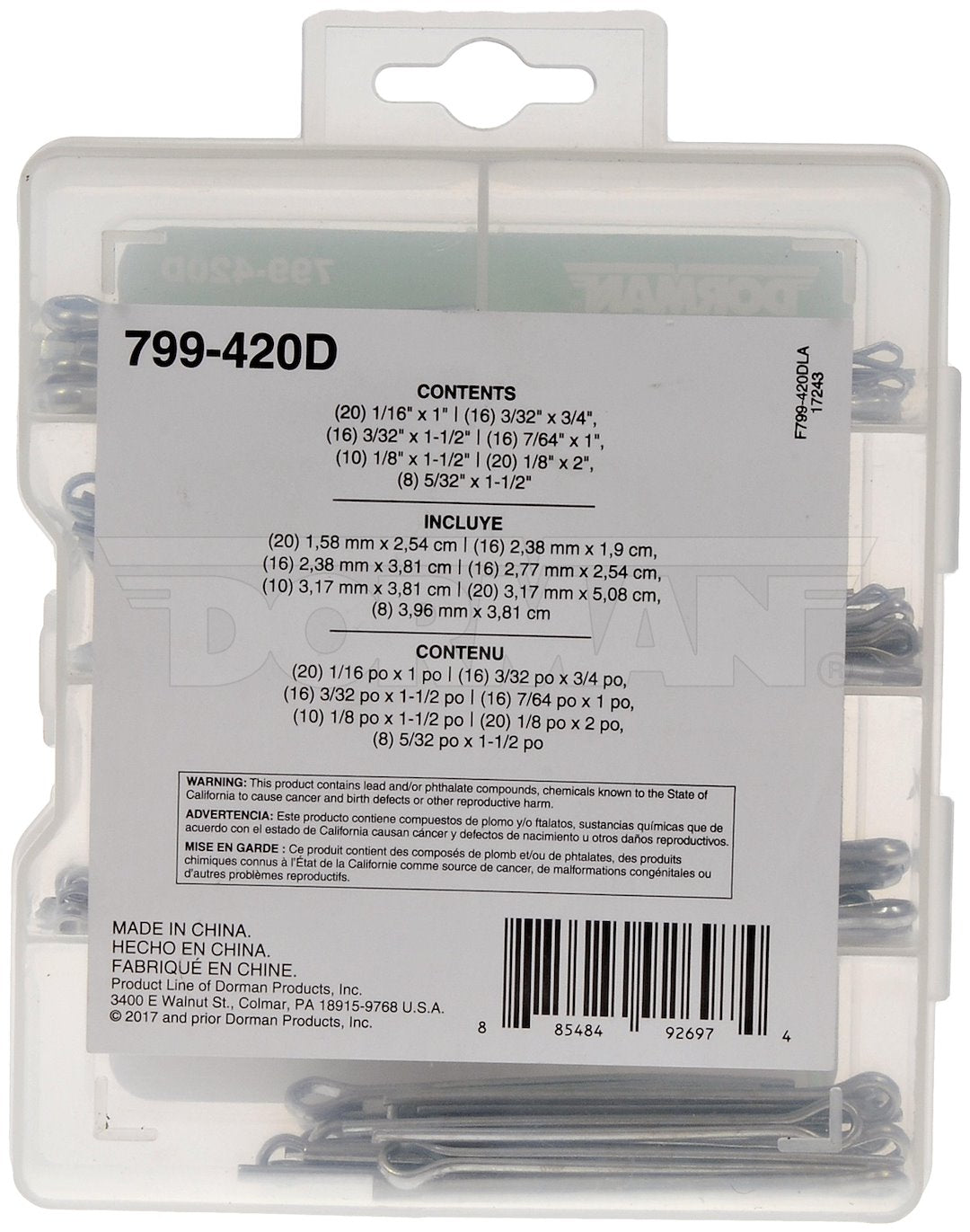Dorman 799-420d 106-Piece Steel Cotter Pins with Case - image 3