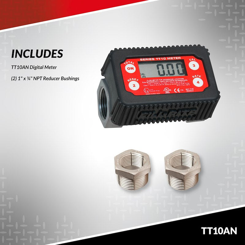 Fill-Rite TT10AN Digital Flow Meter - 2 To 35 GPM