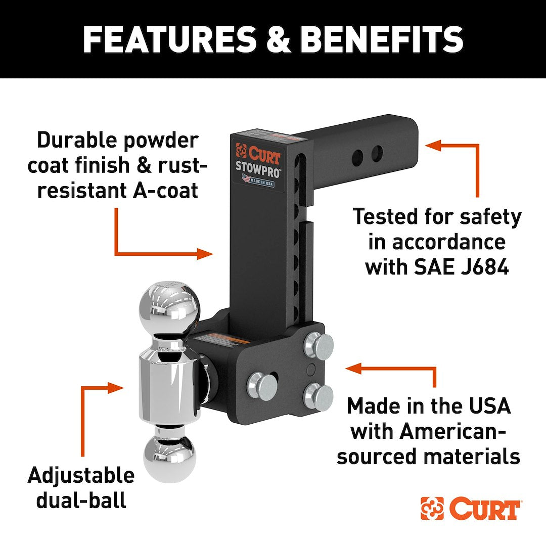 CURT Trailer Hitch Ball Mount (45962) – Receiver Size: 2 Inch
