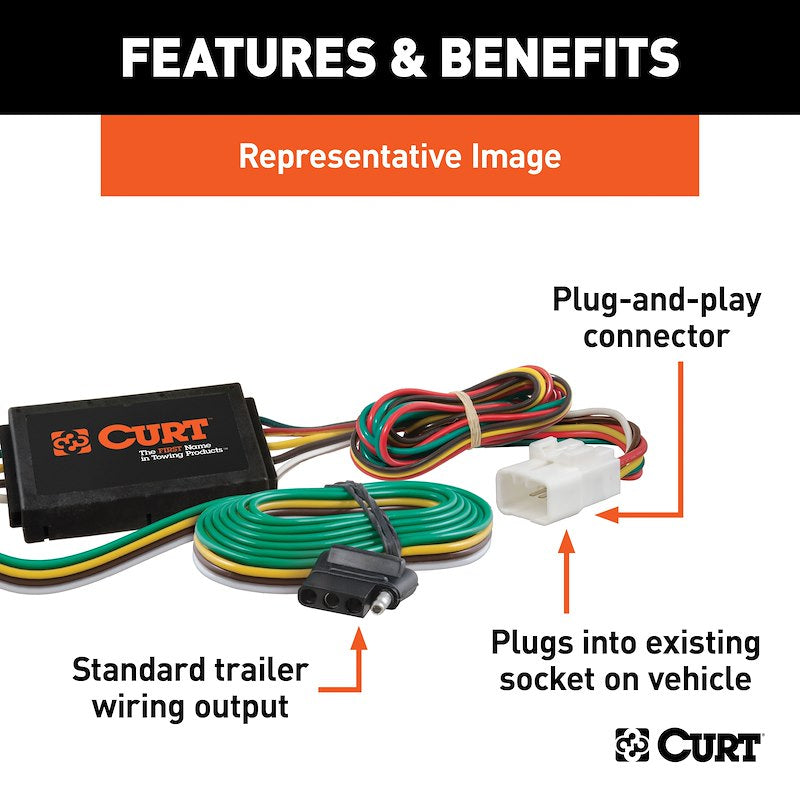 CURT 56370 4-Way Flat Trailer Wiring T-Connector for 2017–2022 Honda CR-V AWD
