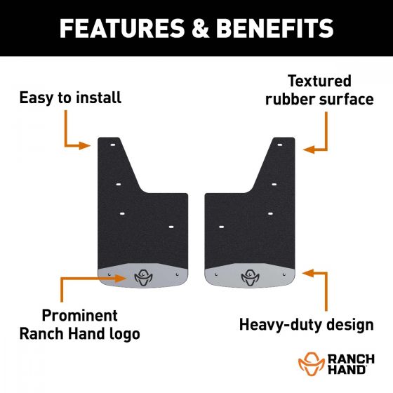 Ranch Hand 250931rh Rubber Mud Guard with Stainless Plate
