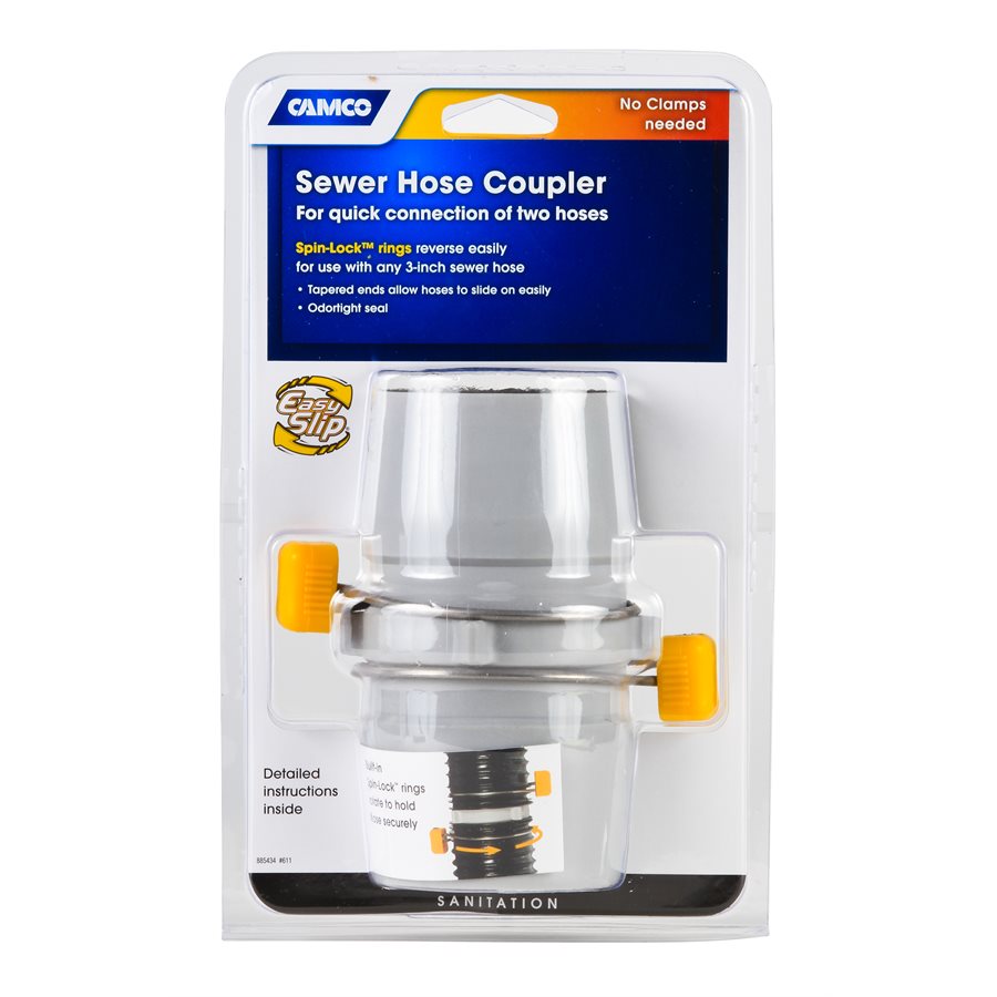 Camco Easy Slip Internal Coupler Connecting Two Sewer Hoses (39163)