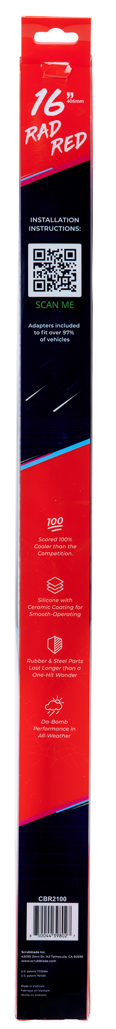 Scrubblade CBR1600 Red Silicone ShadeBlade Wiper