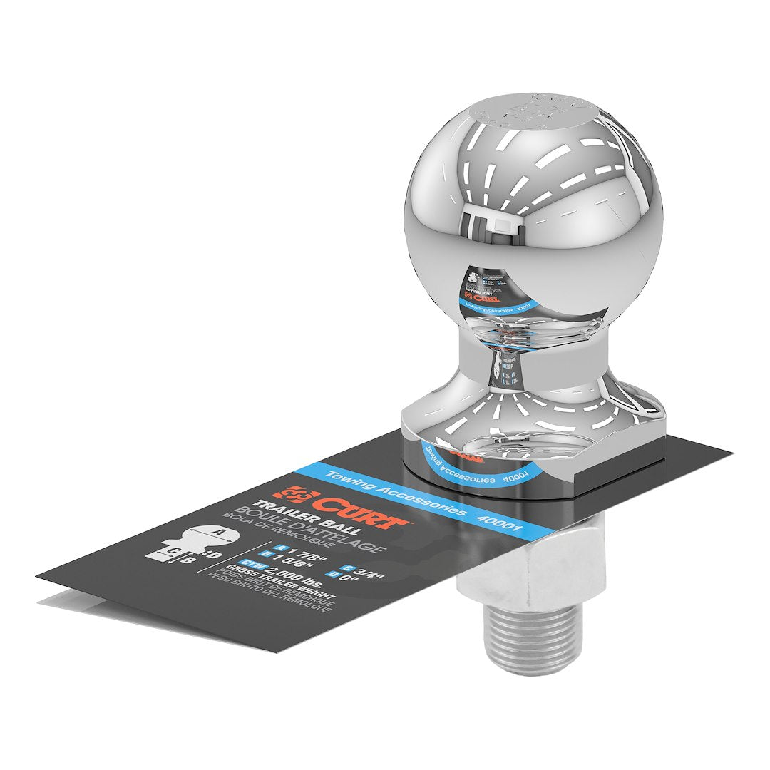 CURT Trailer Hitch Ball (40001) – Shank Length (In): 1-5/8 Inch