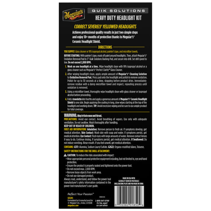 Meguiar's G55265 Heavy Duty Headlight Restoration Kit