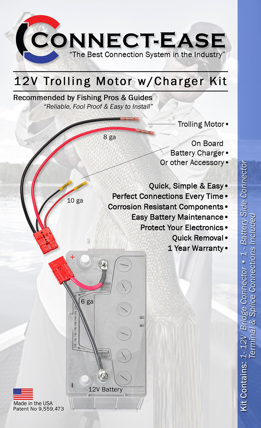 Connect-Ease RCE12VBCHK 12V Trolling-Motor Battery Harness - image 3