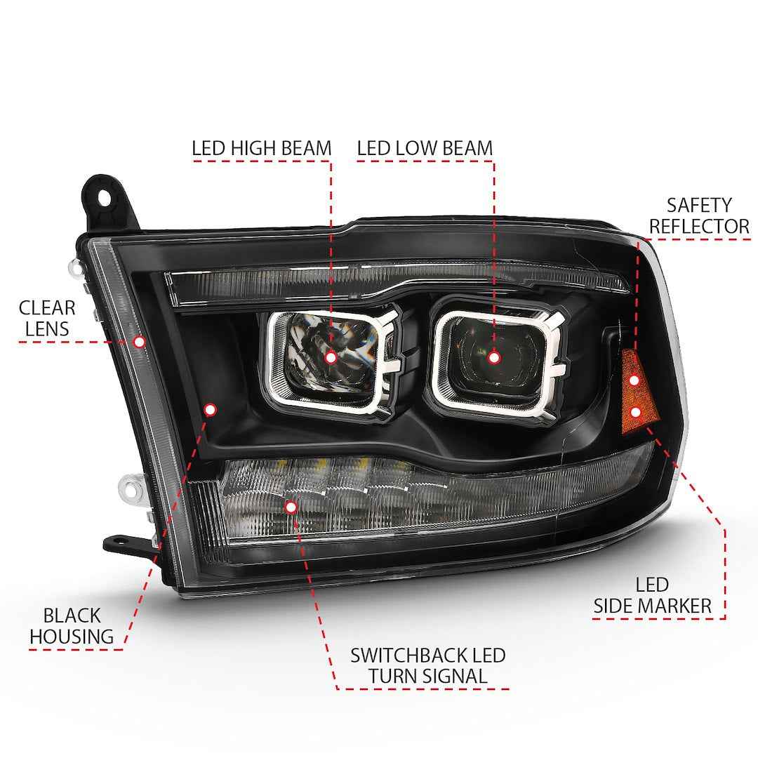 ANZO USA 111464 Black LED Projector Headlights for Ram 1500–3500