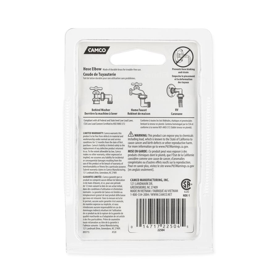Camco Fresh Water Hose Connector (22504) – End Size1: 5/8 Inch Fpt