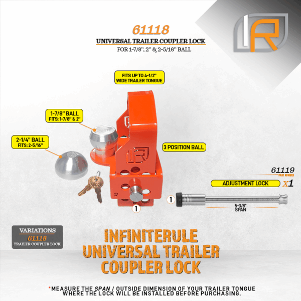 Infiniterule 61118-Bx Trailer Hitch Lock - image 5