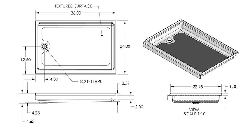 Specialty Recreation SP2436WL 24" x 36" RV Shower Pan with Left Drain