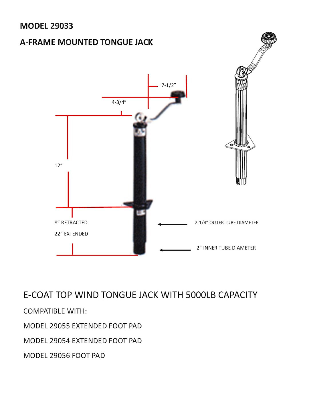 Bal Rv 29033b Trailer Tongue Jack - image 2