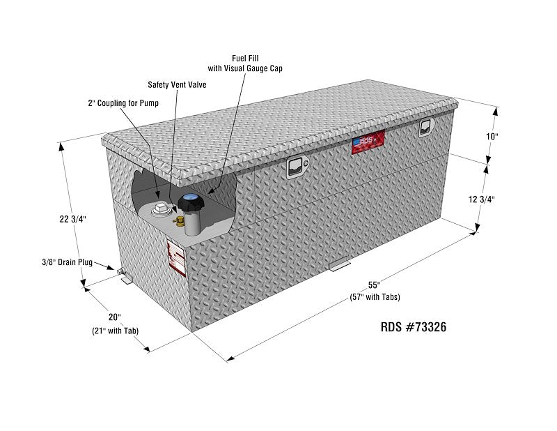 RDS Tanks 73326 60-Gallon Fuel Transfer Tank & Toolbox Combo with Pump