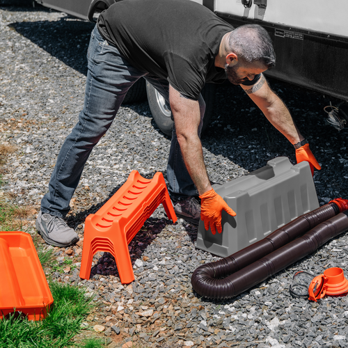 Camco 43075 RhinoFLEX 20' RV Sewer Hose Combo Kit with Storage Box & Hose Supports