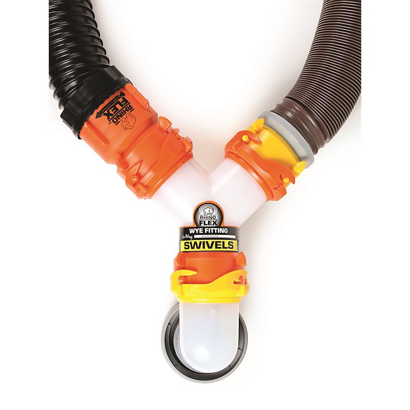 Camco 39812 RhinoFLEX RV Sewer Hose Wye Connector – 360° Swivel