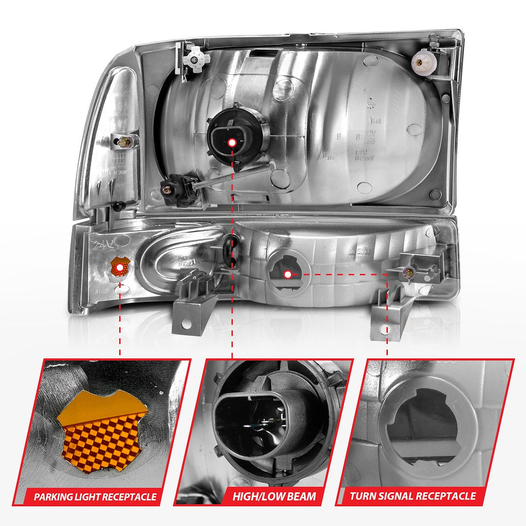 ANZO USA Crystal Clear Reflector Beam Halogen Sealed Beam Headlight Assembly 111081 - image 6