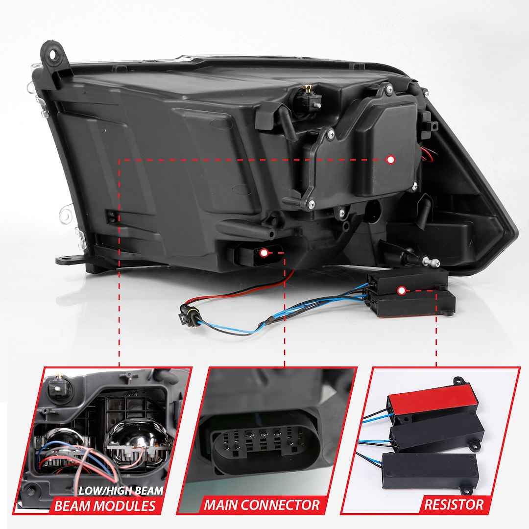 ANZO USA 111464 Black LED Projector Headlights for Ram 1500–3500