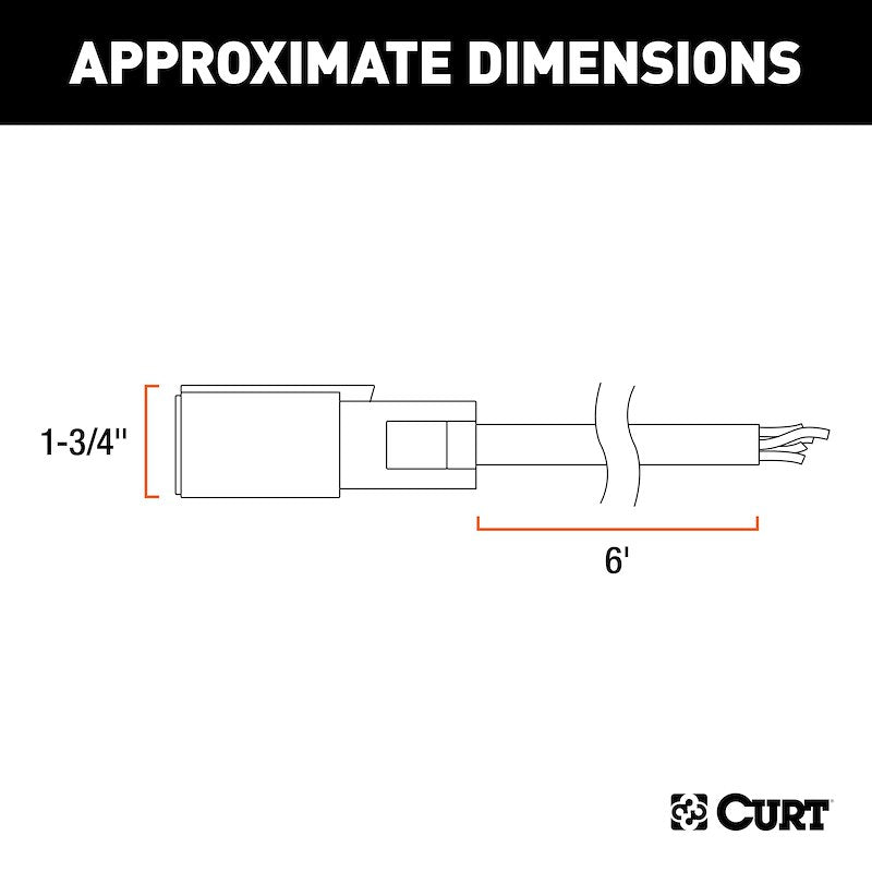 CURT 56611 Faisceau de câblage pour remorque, 7 broches, 1,8 m, pour temps froid