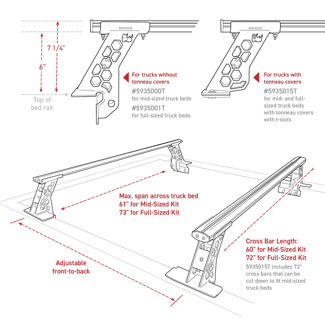 Go Rhino 5935000T SRM 50 Truck Bed Rack Cross Bar