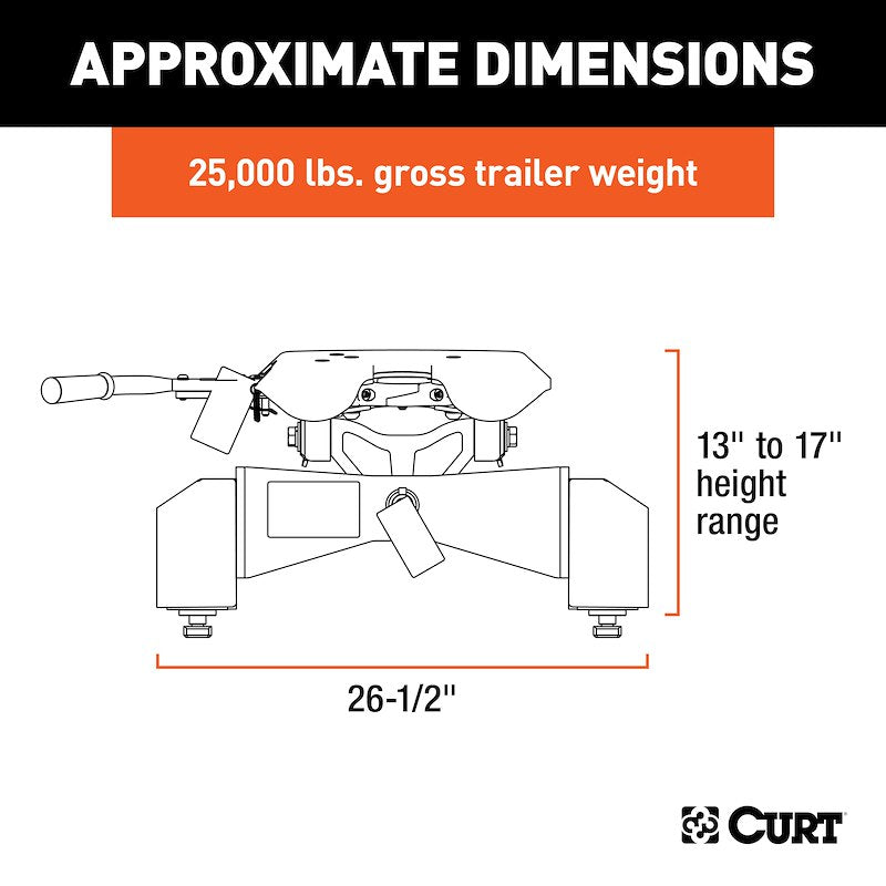 CURT 16093 A25 25K Fifth Wheel Hitch for GM Puck System