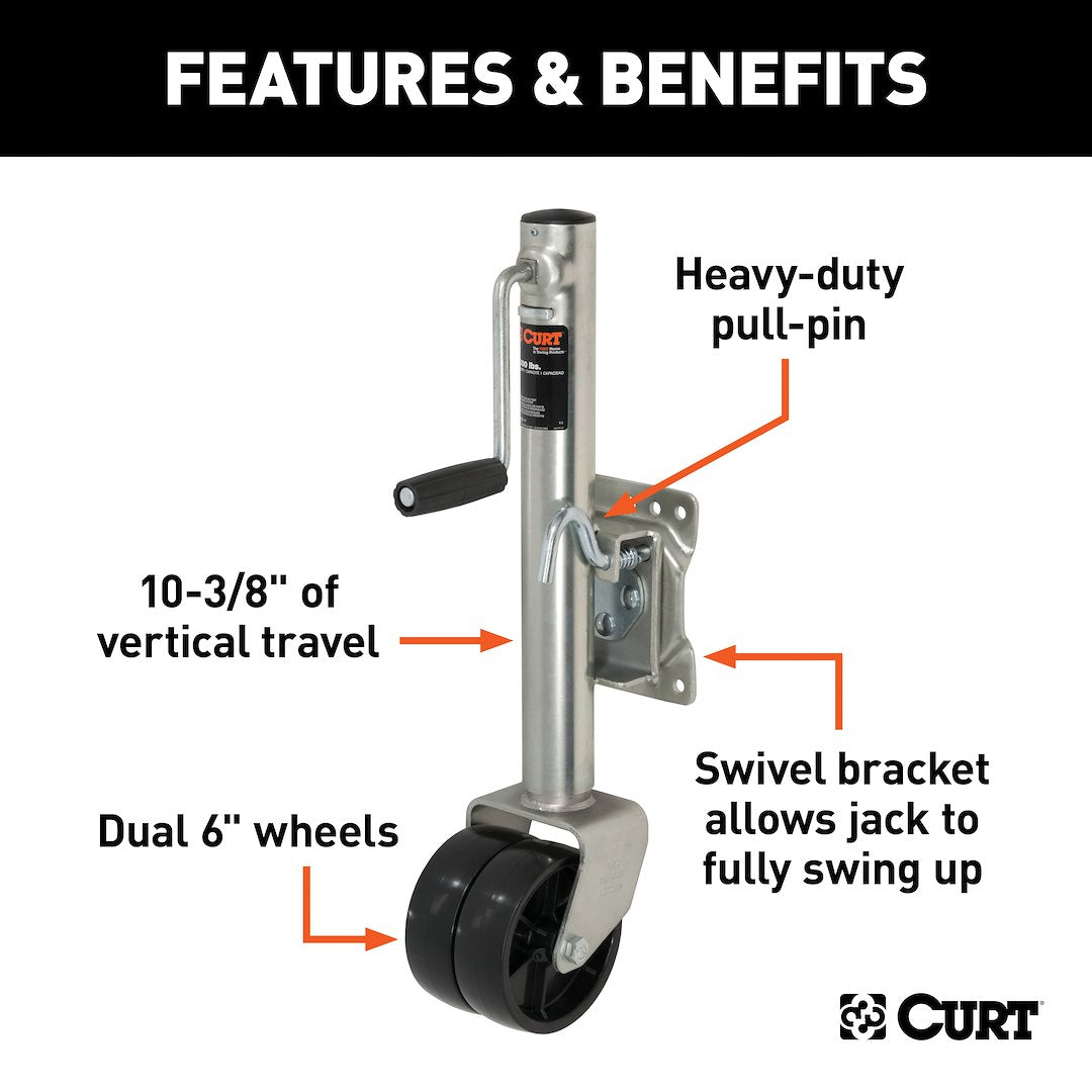 CURT 10 Inch 1500 Pound Trailer Tongue Jack (28156)