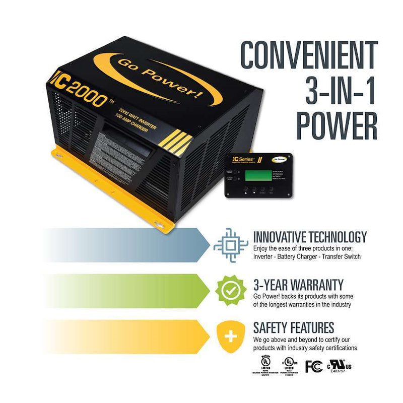 Go Power GP-IC-2000-12-PKG IC 2000 Pure Sine Wave Inverter Charger
