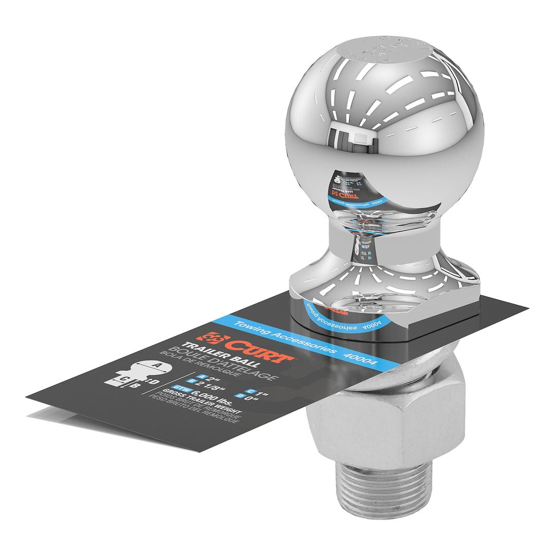 CURT Trailer Hitch Ball (40004) – Shank Length (In): 2-1/8 Inch
