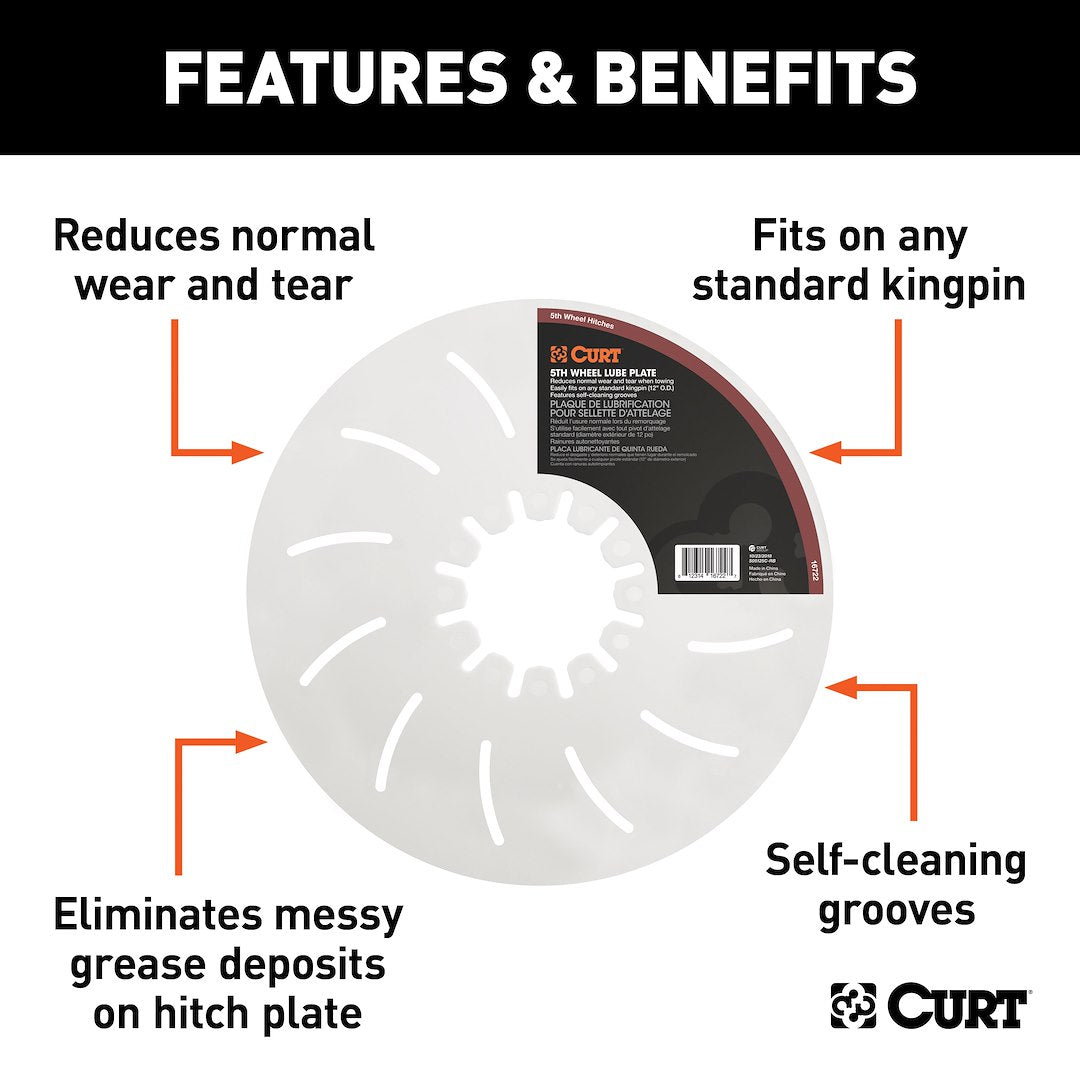 CURT Fifth Wheel Trailer Hitch Lube Disc (16722) – Size: 12 Inch