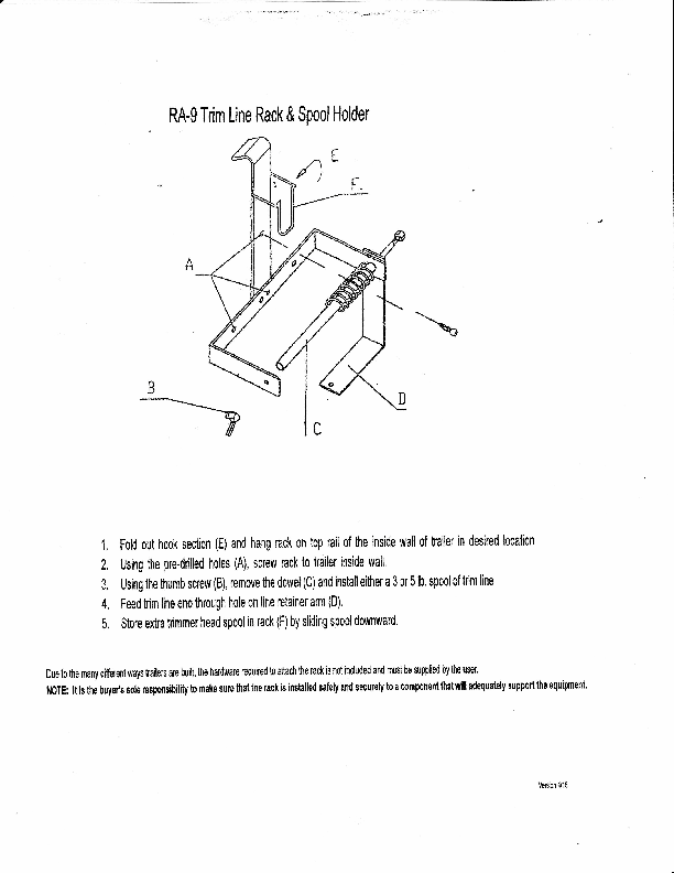Rack-Em Ra-9 Grass Trimmer Line Spool Rack - image 5