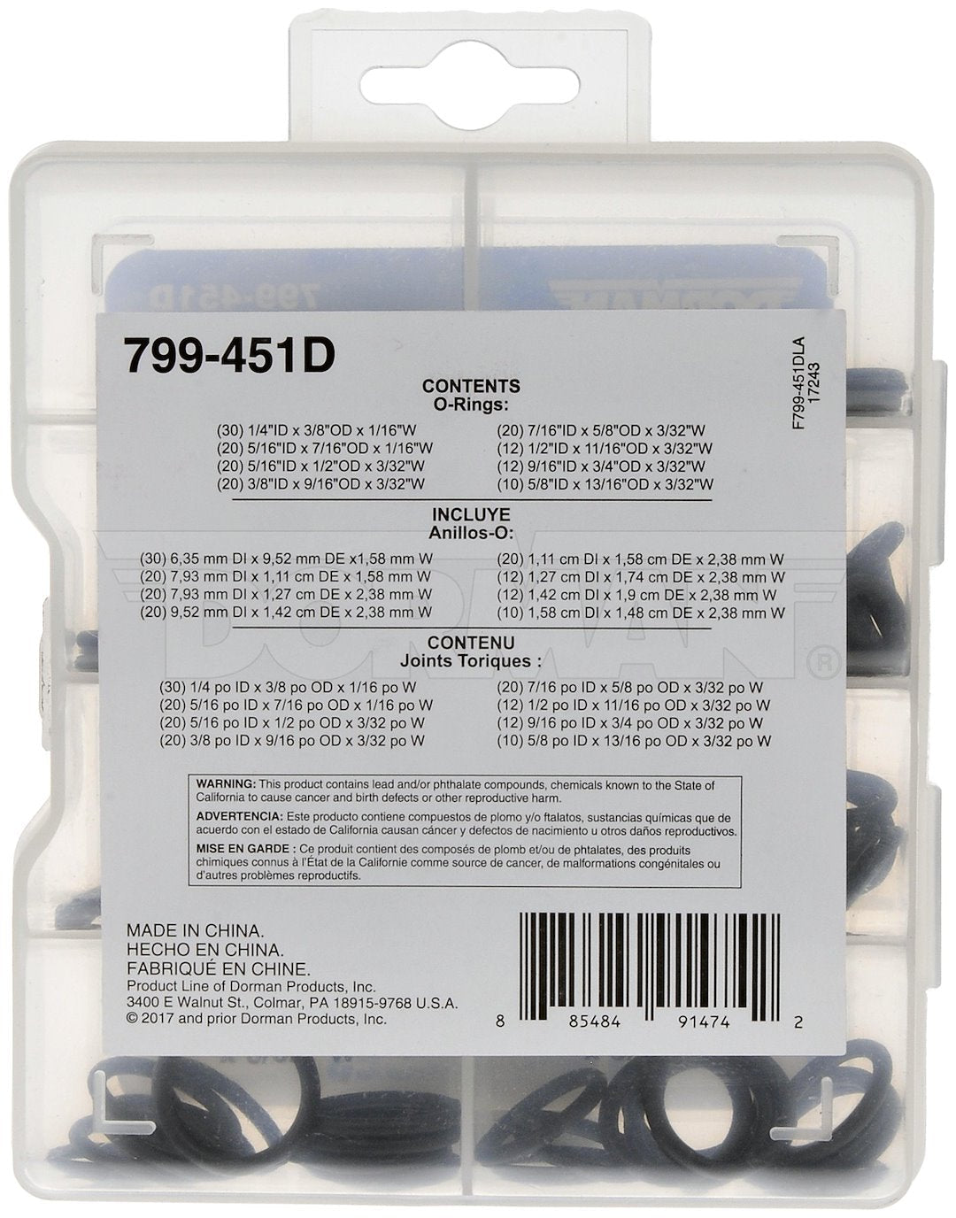 Dorman 799-451d 144-Piece Standard O-Rings with Case - image 3