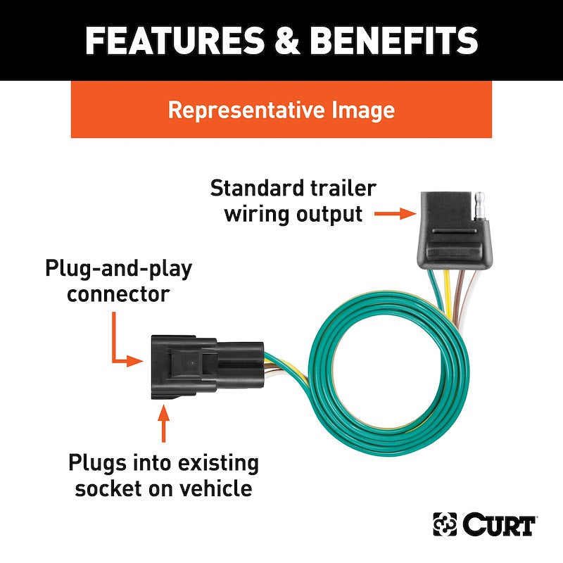 CURT 56225 4-Way Flat Trailer Wiring T-Connector Nissan Frontier, Pathfinder, Xterra & Suzuki Equator