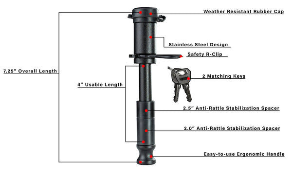 Bulletproof Hitches Blackbplp Trailer Hitch Pin - image 2