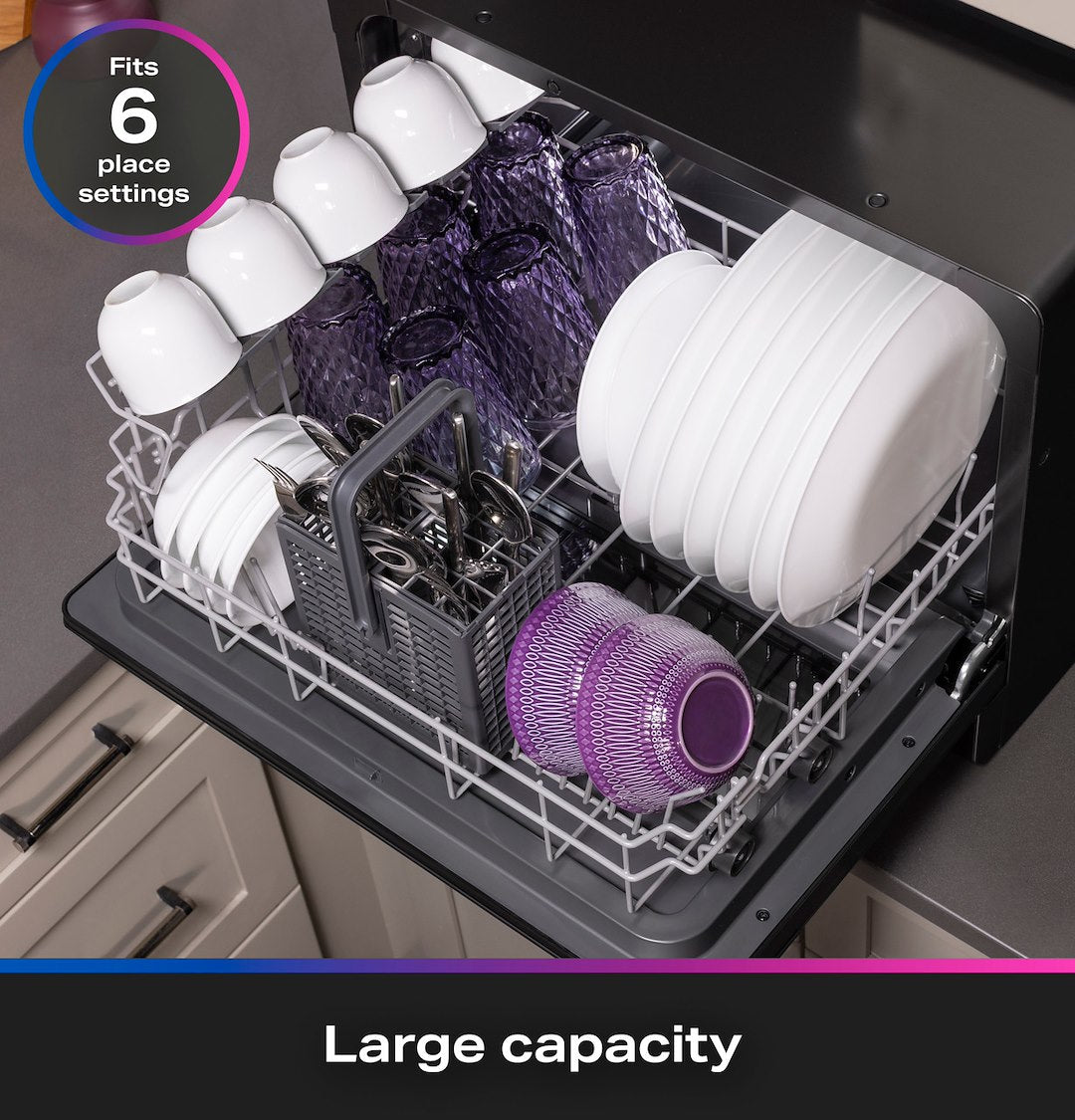 GE Appliances PZF560HGWBB Compact Countertop Dishwasher