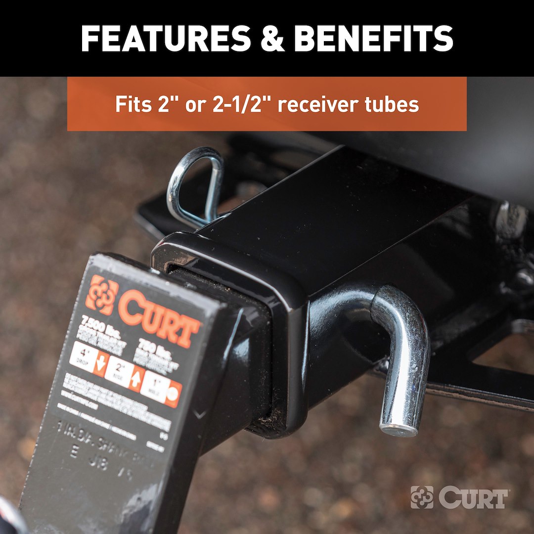 CURT Single Fully Universal 2 Inch/ 2-1/2 Inch Receiver Hitch (21581)