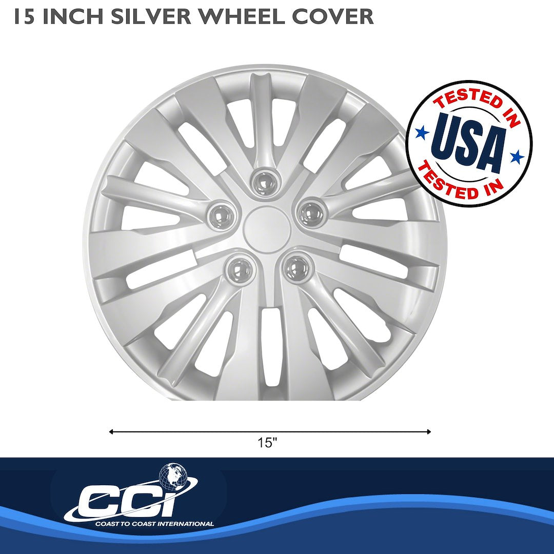 Coast To Coast 102815S 15-Inch Silver 5-Spoke Wheel Covers - image 2