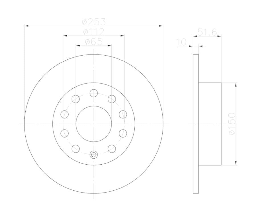 Hella 355122612 Solid Disc Brake Rotor