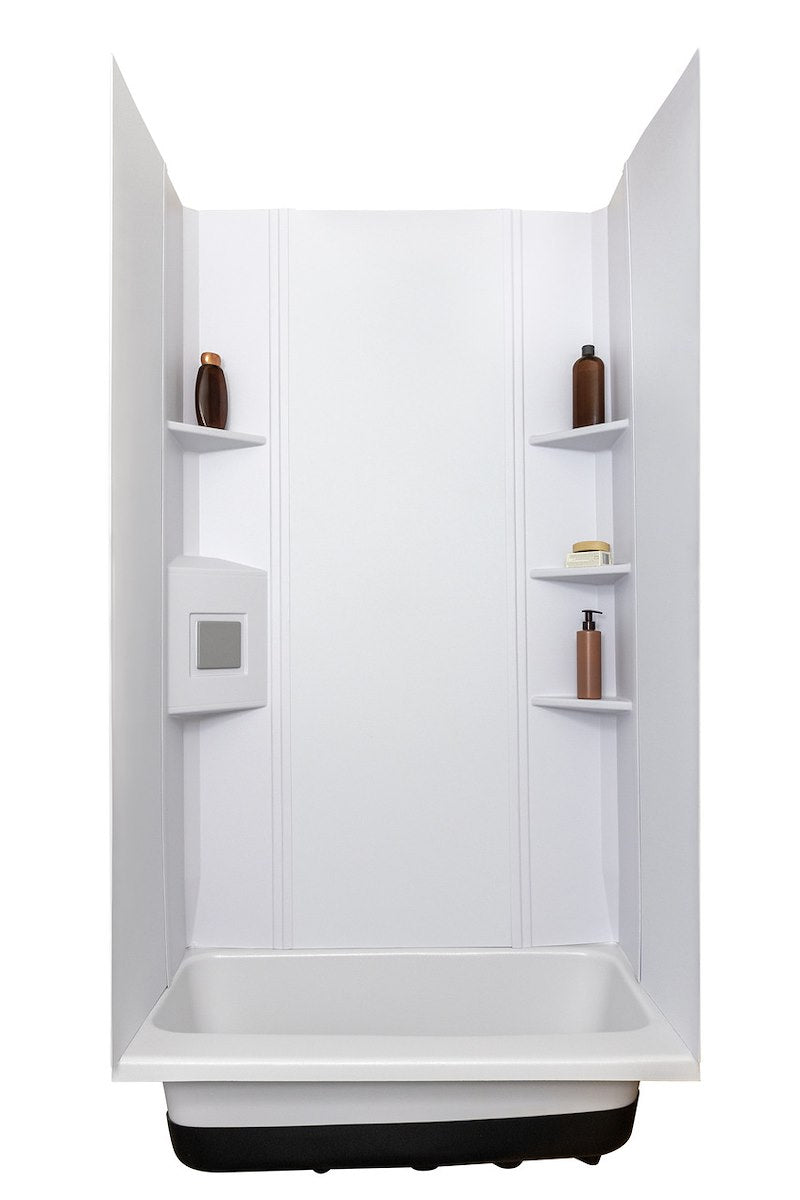Icon 15229 72" x 30" RV Bathtub Shower Surround – 3-Piece White ABS Wall Kit