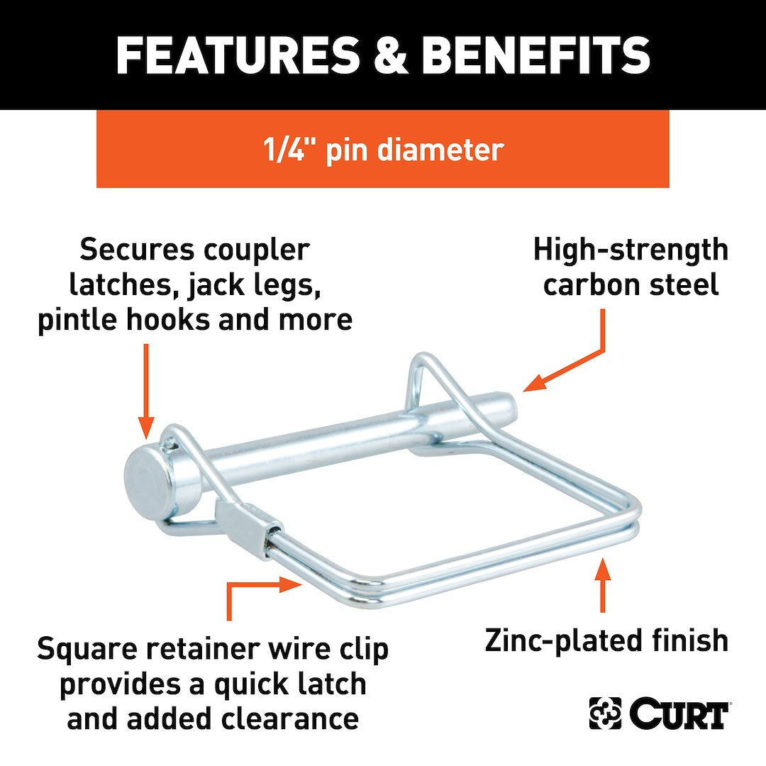 CURT Trailer Coupler Safety Pin Clip (25081) – Length (In): 2-3/4 Inch