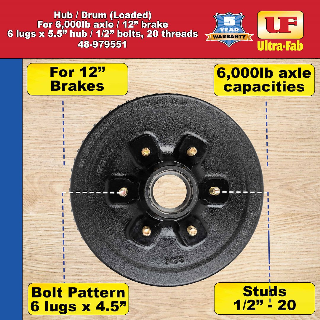 Ultra-Fab Products 48-979551 Trailer Brake Hub Assembly - image 8