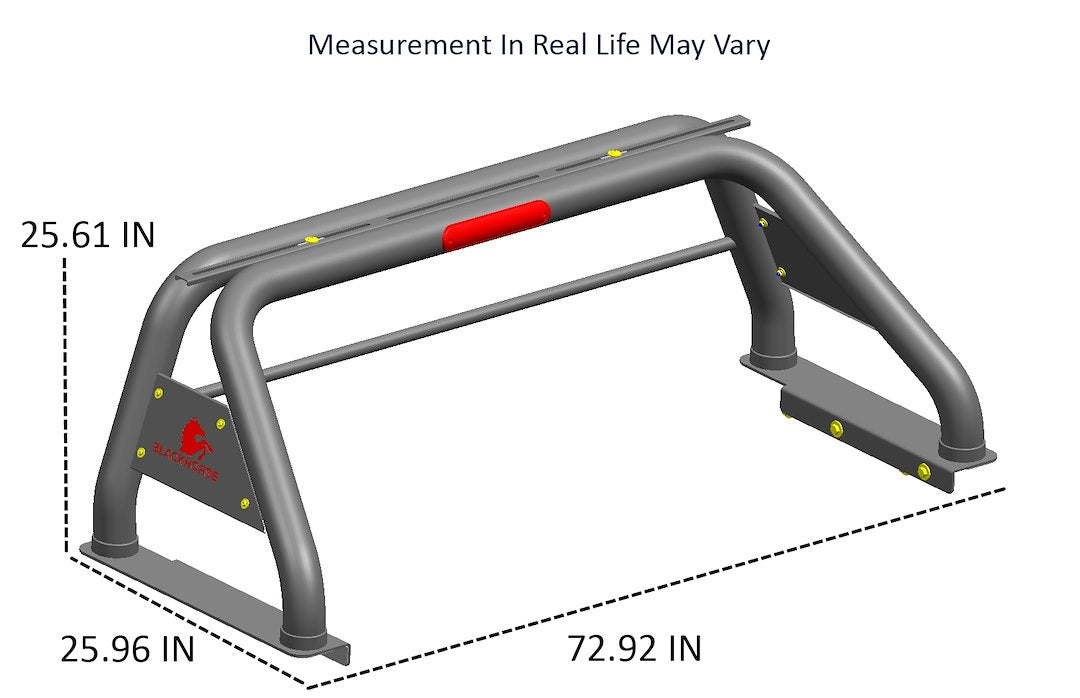 Black Horse Offroad RB015BK Tubular Powder Coated Steel Truck Bed Bar - image 5