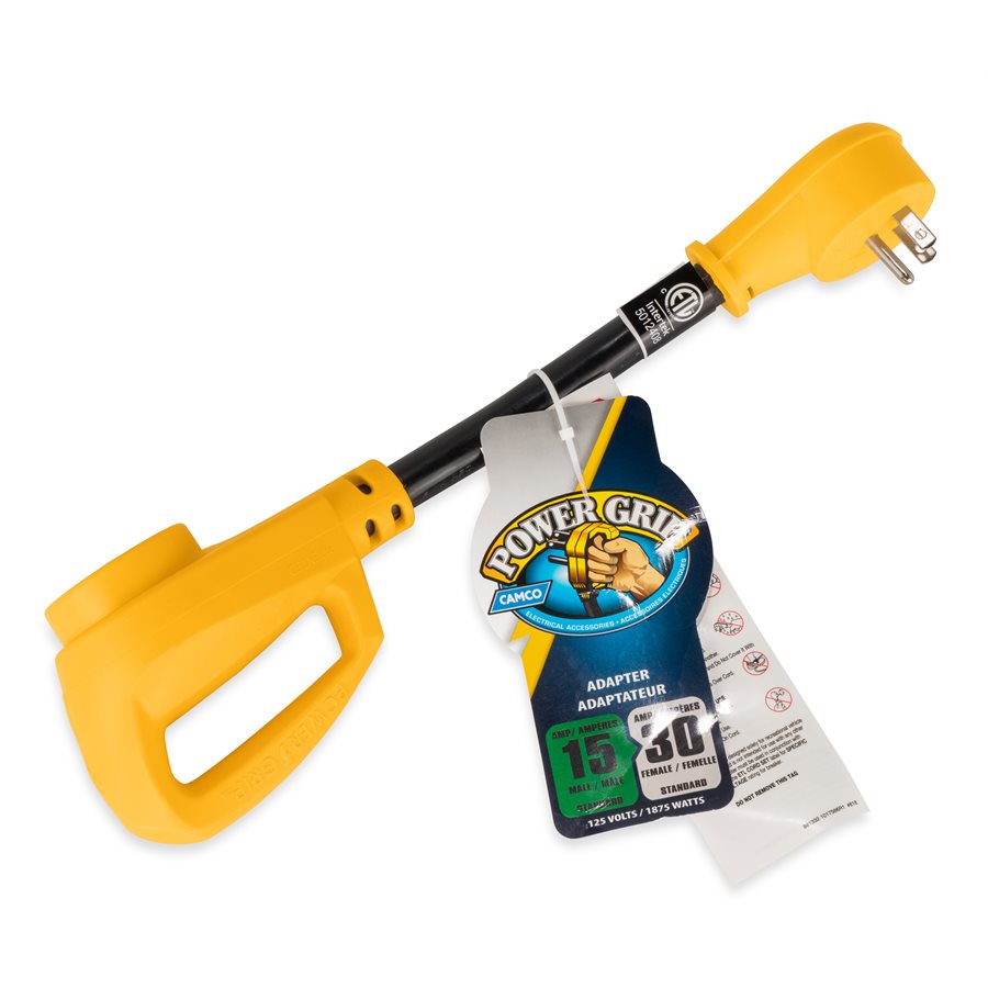Camco Power Grip 12 Inch Adapter Cord Power Cord Adapter (55165)