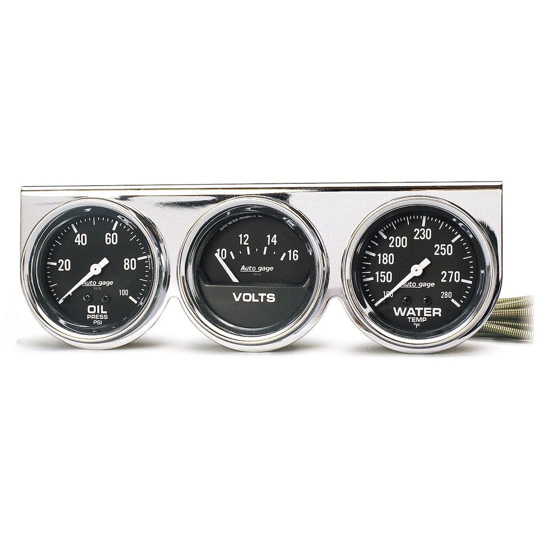 AutoMeter 2399 AutoGage 2-5/8" 3 Pod w/ Oil Pressure / Water / Voltage Gauges - image 1