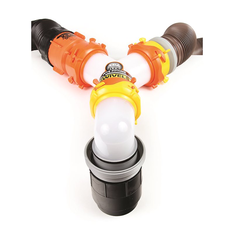 Camco 39812 RhinoFLEX RV Sewer Hose Wye Connector – 360° Swivel