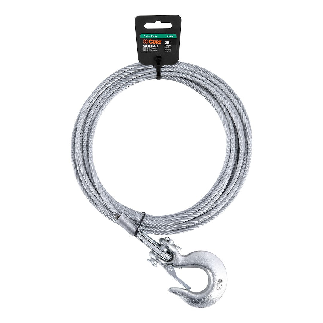 CURT 29460 25-Foot Steel Hook-End Winch Cable - image 1