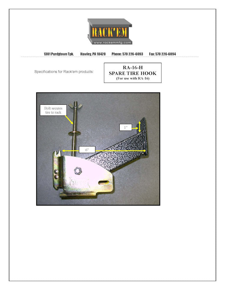 Rack-Em Ra-16 Spare Tire Carrier - image 7