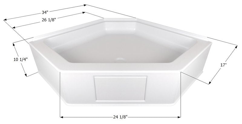 Icon 15233 Neo Angle RV Shower Pan – Polar White ABS with Center Drain